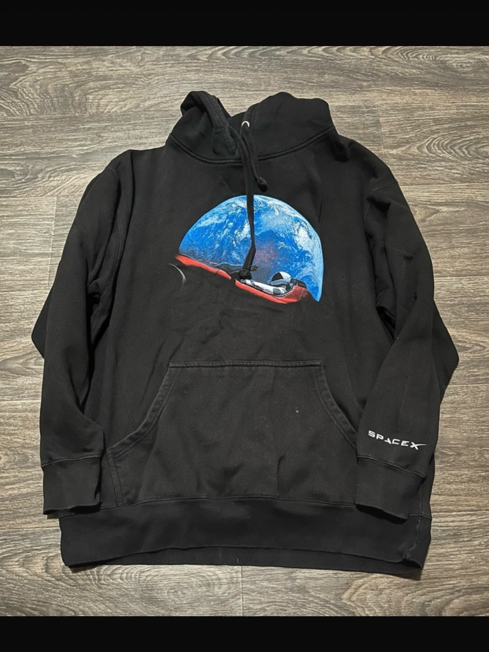 Black Graphic Hoodie Sweatshirt - Earth & Starman Design